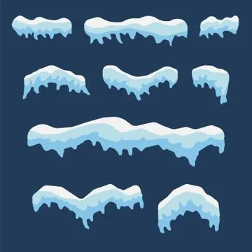 Snow caps isolated on blue background. Vector illustration. Illustrazione stock