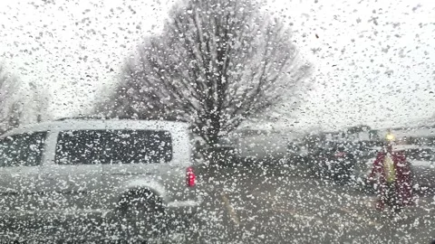 Snow on a car windscreen Stock Footage 261196955
