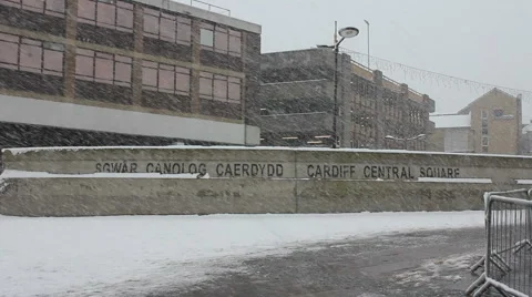 Snow Cardiff central 스톡 동영상 1023231