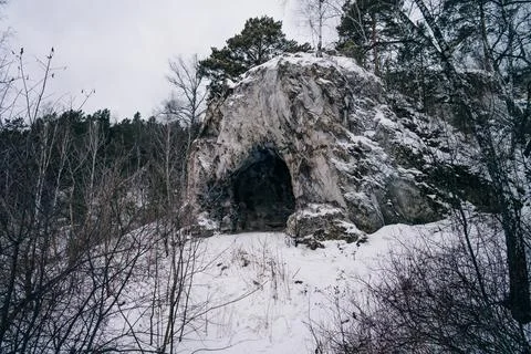 Snow cave in the forest Stock Photos