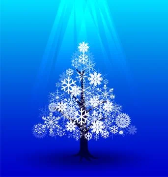 Snow Christmas  tree under light vector Stock Illustration