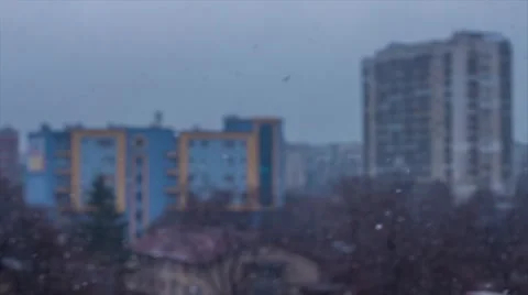 Snow in the City Stock Footage 48646604