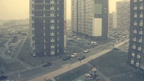 Snow in the city Video stock 82024043