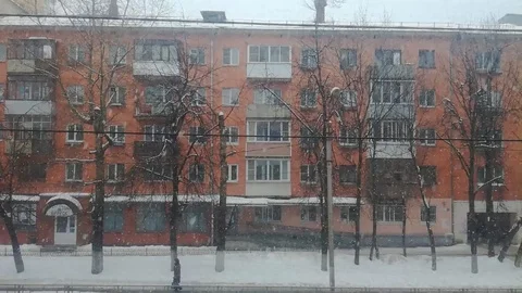 Snow in the city Stock Footage 87658663