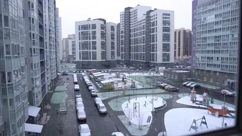 Snow in the city Stock Footage