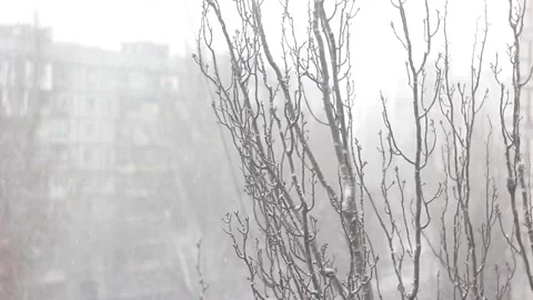 Snow in the city Stock Footage 154208758