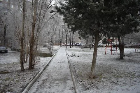 Snow in the city Stock Photos