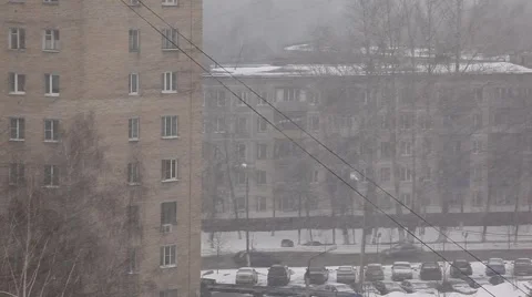 Snow in the city. View from the window. Winter. 2012 Stock Footage 49109528