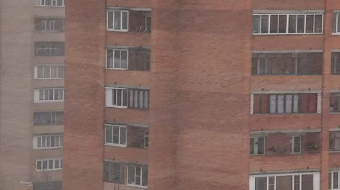 Snow in the city. View from the window. Winter. 2012 Stock Footage 49109535