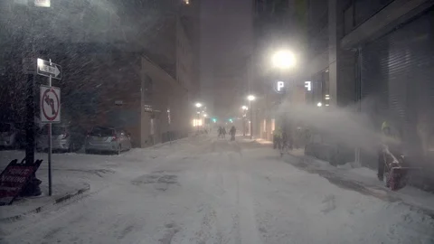 Snow Cleaning Machine Spraying Snow In The Road Stock Footage 112175142