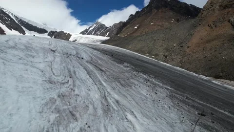 Snow cliff captured on drone Stock Footage 212196469