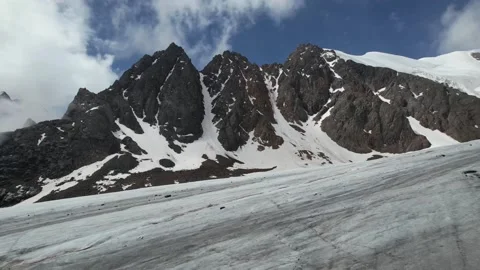 Snow cliff captured on drone Stock Footage 212196507