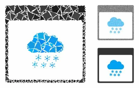 Snow cloud calendar page Composition Icon of Tuberous Elements Stock Illustration