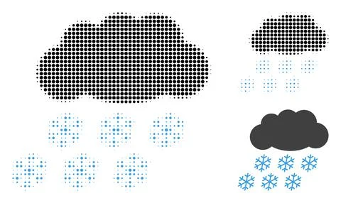 Snow Cloud Halftone Dotted Icon Stock Illustration