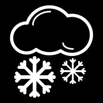 Snow cloud meteo icon. Vector illustration isolated on black. Stock Illustration