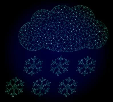 Snow Cloud Polygonal Frame Vector Mesh Illustration Stock Illustration