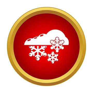 Snow cloud producing snow falling white icon Stock Illustration