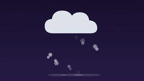 Snow cloud snowflakes falling winter lavender weather loop 動画素材 342612598