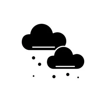 Snow clouds black icon, vector sign on isolated background. Snow clouds concept 库存插图