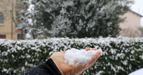 The snow collected on the hand 動画素材 86517721