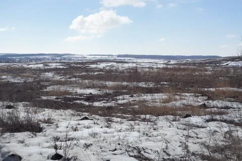 Snow on the country fields Stock-Fotos