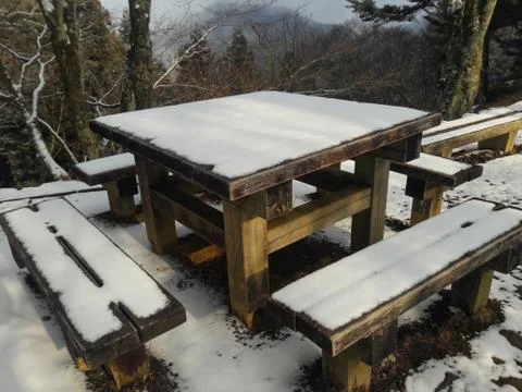 Snow cover on table Stock Photos
