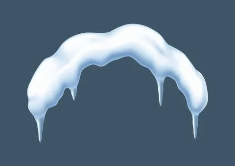 Snow covered arch with icicles realistic vector illustration Stock Illustration