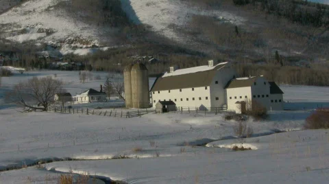 Snow covered barn CR Stock Footage 558716