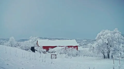 Snow-covered Barn House In Winter Stock Footage 337582555
