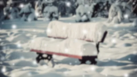 Snow-covered bench with snowfall. Cinemagraph seamless loop animation 库存影片 132300864