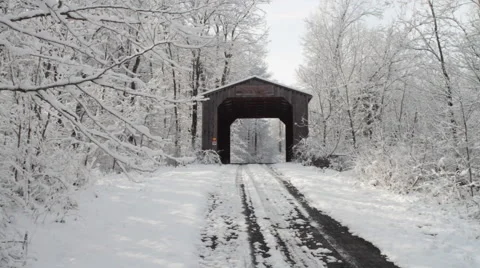 Snow Covered Bridge Stock Footage 44562544