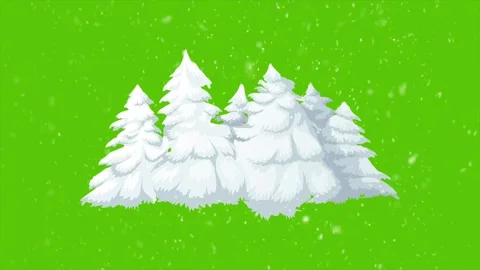 Snow covered christmas trees with falling snow on green screen background Stock Footage 320867839