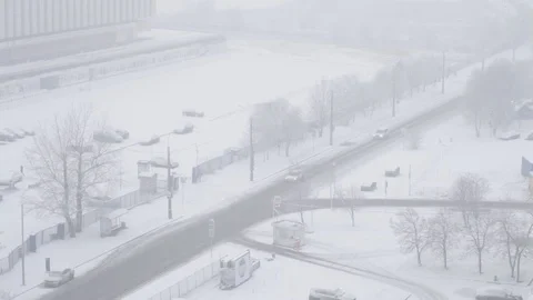 Snow-covered city. Stock Footage 122905780
