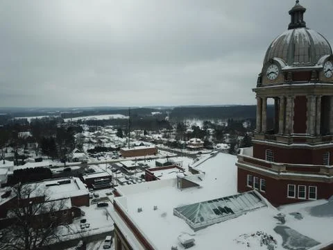 Snow covered courthouse Stock Photos