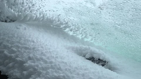 Snow-covered dashboard and windscreen on interior of car Stock Footage 319554863