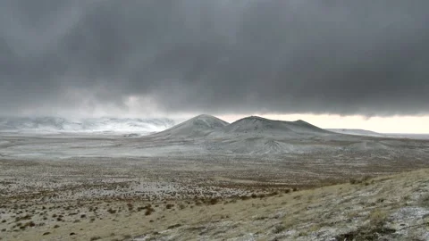 Snow Covered During Winter in Central Asian Vast Steppe Stock Footage 144034291