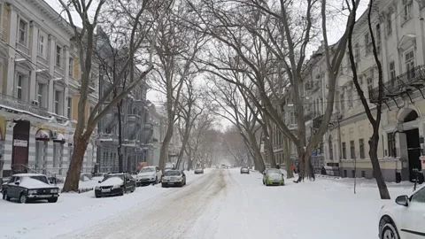 Snow covered empty street Stock Footage 143331978