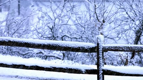 Snow Covered Fence Video stock 44343643
