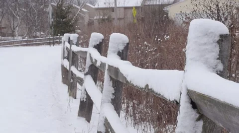 Snow Covered Fence Stock Footage