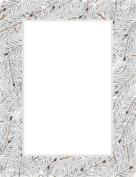 Snow covered fir tree branches Stock Illustration