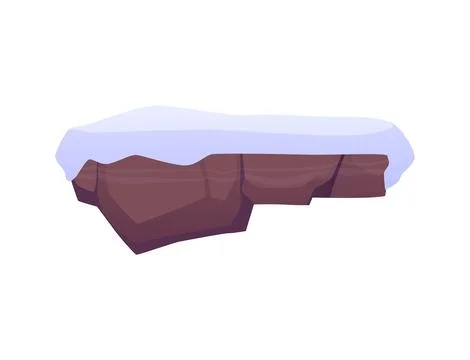 Snow-covered floating stone platform for playful design. Stock Illustration