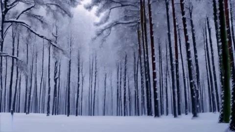 Snow-covered forest And falling snow. A short video of the beautiful white .. Vídeos de archivo 255897650