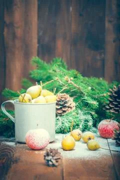 Snow-covered fruit Stock Photos