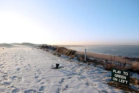 Snow covered golf course Stock Photos