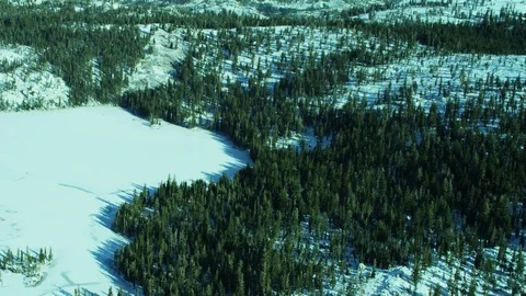 Snow covered ground tilt to mountain landscape Stock Footage 74095246