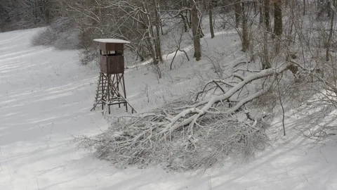 A snow covered high stand in the winter 2020 of the Schwaebische Alb. Stock Footage 127139288