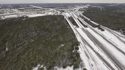 Snow covered highways near Barton Creek Greenbelt, Austin, Texas, USA Stock Footage 162741002