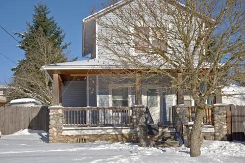 Snow covered house Gresham Oregon. Stock Photos