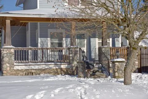 Snow covered house Gresham Oregon. Stock Photos