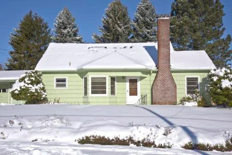 Snow covered house Gresham Oregon. Stock Photos